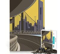 Puzzle rétro du Pont de Brooklyn, 1000 pièces, Difficile, pour Adultes Un Cadeau Classique, apaisant et Silencieux, avec Une découpe Lisse (38x52cm)