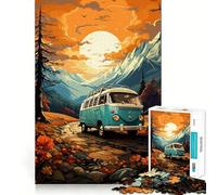 Puzzle rétro en Autobus VW pour Adolescents, 1000 pièces, thème Montagne, Jeu de logique, Divertissement d'intérieur, Bords de qualité supérieure, Cadeau mémorable (38x26cm)