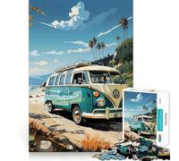 Puzzle rétro en Forme de Bus VW, 1000 pièces, idéal pour Les Adolescents Voyage à la Plage, mémoire, détente, Assemblage, Surprise chaleureuse (50x75cm)