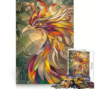 Puzzle rétro en Verre doré avec Oiseaux, 1000 pièces, pour Adolescents, Exercice cognitif, Loisirs et Plaisir, Bords Nets, Cadeau Artistique de Noël (38x52cm)
