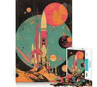 Puzzle rétro Exploration Spatiale 1000 pièces pour Adolescents Renforce la mémoire Paisible et Amusant Bords de qualité (38x26cm)
