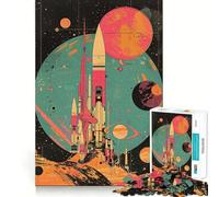 Puzzle rétro Exploration Spatiale 1000 pièces pour Adultes Stimulation de la mémoire, apaisement de l'esprit, Design, Assemblage, Cadeau créatif (38x52cm)