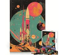 Puzzle rétro Exploration Spatiale 1000 pièces pour Adultes Stimulation de la mémoire, apaisement de l'esprit, Design, Assemblage, Cadeau créatif (38x52cm)
