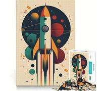 Puzzle rétro fusée Spatiale 1000 pièces pour Adolescents, Jeu de logique Pure, détente et découpe Nette, Belle œuvre d'art (38x52cm)