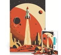 Puzzle rétro fusée Spatiale 1000 pièces pour Adolescents, Jeu intellectuel, détente mentale, découpe de qualité, Cadeau de Vacances (38x52cm)