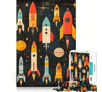 Puzzle rétro fusée Spatiale 1000 pièces pour Adultes et Adolescents Souvenirs, Construction Lente, Plaisir, découpe précise, Objet de Collection (38x52cm)