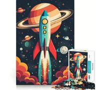 Puzzle rétro fusée Spatiale 1000 pièces pour Adultes, pour développer sa mémoire et se détendre, Design d'assemblage, Collection Artistique (50x75cm)