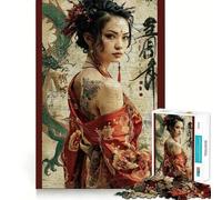 Puzzle rétro Geisha Dragon, 1000 pièces, Difficile, pour Adultes, Jeu de logique et d'adresse, à Partager en Famille, découpe précise, Objet de Collection (50x75cm)