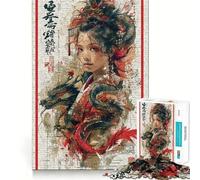 Puzzle rétro Geisha Dragon 1000 pièces pour Adolescents, Jeu d'entraînement cérébral, détente mentale, Art à Assembler, Cadeau Unique (38x26cm)