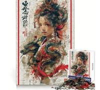 Puzzle rétro Geisha Dragon 1000 pièces pour Adultes Améliore la mémoire Paisible et Amusant Bords Nets pour Les fêtes (38x52cm)