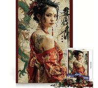 Puzzle rétro Geisha Dragon 1000 pièces pour Adultes Stimule la mémoire Paisible et Amusant Découpe de qualité supérieure Cadeau mémorable (38x26cm)