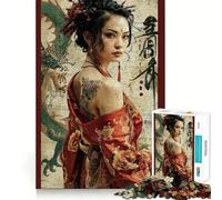 Puzzle rétro Geisha Dragon 1000 pièces pour Adultes Stimule la mémoire Paisible et Amusant Découpe de qualité supérieure Cadeau mémorable (38x26cm)