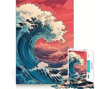 Puzzle rétro Grande Vague Rose de 1000 pièces pour Adolescents, Jeu de logique, Simple et Amusant, Bords Lisses, Cadeau élégant (38x52cm)