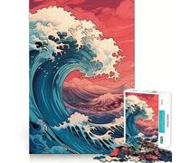 Puzzle rétro Grande Vague Rose pour Adolescents, 1000 pièces, Jouet Wise Think, Loisirs et décoration Murale (50x75cm)