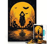 Puzzle rétro Halloween pour Adultes, 1000 pièces, Jeu de réflexion, Anti-anxiété, Objet de Collection aux découpes soignées (38x52cm)