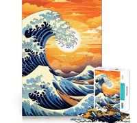 Puzzle rétro La Grande Vague de 1000 pièces pour Adultes, Jeu de réflexion, Divertissement d'intérieur, Bords précis, Objet de Collection 38x52cm