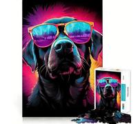 Puzzle rétro Labrador 1000 pièces pour Adultes et Adolescents, Jeu d'adresse, Divertissement apaisant, Bords serrés, pour Les fêtes (50x75cm)