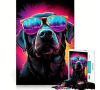 Puzzle rétro Labrador 1000 pièces pour Adultes, Jeu intellectuel, Calme et détente, découpe précise, Cadeau de Noël (38x52cm)