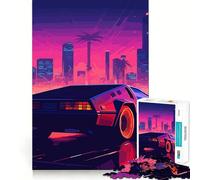Puzzle rétro Miami Neon Sunset 1000 pièces pour Adolescents, Jeu Intelligent, Jeu d'intérieur, découpe précise, Cadeau Exquis (38x52cm)