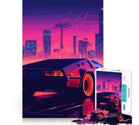 Puzzle rétro Miami Neon Sunset 1000 pièces pour Adolescents Stimule la mémoire Loisirs faciles Bords Nets Surprise de Noël (38x26cm)