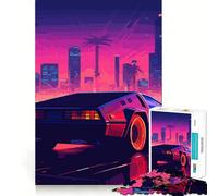 Puzzle rétro Miami Neon Sunset 1000 pièces pour Adolescents Stimule la mémoire Loisirs faciles Bords Nets Surprise de Noël (50x75cm)