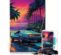 Puzzle rétro Miami Neon Sunset 1000 pièces pour Adultes, Jeu de réflexion, Lien Familial, découpe de précision, Cadeau créatif (50x75cm)