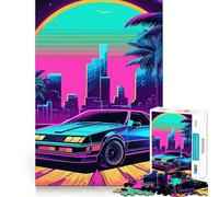 Puzzle rétro Miami Neon Sunset 1000 pièces pour Adultes, Jeu d'exercice Mental, détente, découpe de précision, Cadeau élégant (38x52cm)