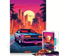 Puzzle rétro Miami Neon Sunset pour Adolescents, 1000 pièces, Collection d'œuvres d'art Recall Upgrade Calm Relax Clear Cut (50x75cm)