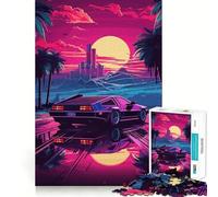 Puzzle rétro Miami Neon Sunset pour Adolescents, 1000 pièces, Jeu de logique et de développement du Sens de l'équilibre, découpe précise, (50x75cm)