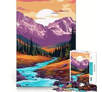 Puzzle rétro Montagne Vintage 1000 pièces pour Adultes Renforce la mémoire, soulage Le Stress, qualité supérieure, Cadeau d'anniversaire (38x26cm)