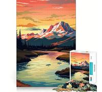 Puzzle rétro Montagne Vintage 1000 pièces pour Adultes Stimulation de la mémoire et réduction de l'anxiété Cadeau Artistique à Assembler (38x26cm)