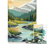Puzzle rétro Montagne Vintage de 1000 pièces pour Adultes, Jeu de logique Fine, Loisirs, Bords Nets, Objet de Collection (38x26cm)