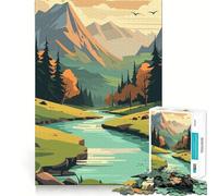 Puzzle rétro Montagne Vintage Difficile pour Adultes, 1000 pièces, Casse-tête Mental, détente et Art Assembler, Cadeau spécial (50x75cm)