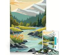 Puzzle rétro Montagne Vintage pour Adultes, 1000 pièces, Jeu de réflexion, Anti-anxiété, pièce de Collection aux découpes soignées (38x52cm)