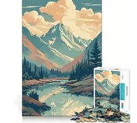 Puzzle rétro Montagne Vintage pour Adultes, 1000 pièces, Jeu de réflexion, Anti-anxiété, pièce de Collection aux découpes soignées (38x52cm)
