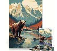 Puzzle rétro ours pour adultes, 1000 pièces, idéal pour développer la concentration et la capacité de concentration, pour se détendre et s'amuser Un cadeau de Noël chic et facile à assembler (38x26cm)