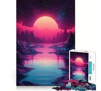 Puzzle rétro Paysage de Coucher de Soleil 1000 pièces pour Adolescents, Jouet de logique Pure, Doux et Relaxant, découpe Nette, Belle œuvre d'art (38x52cm)