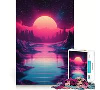Puzzle rétro Paysage de Coucher de Soleil pour Adolescents, 1000 pièces, Jeu d'entraînement cérébral, détente mentale, Art à Assembler, Cadeau Unique (50x75cm)