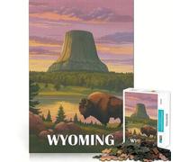 Puzzle rétro Paysage du Wyoming 1000 pièces pour Adolescents,Jeu de Train cognitif,sans Espace,Assemblage Parfait,Compact et Amusant pour Les Moments de Jeu en Famille (50x75cm)