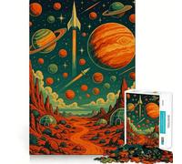 Puzzle rétro Paysage Spatial avec planètes, 1000 pièces, pour Adolescents, Jeu de logique et de réflexion, détente et Divertissement, découpe précise, (38x26cm)