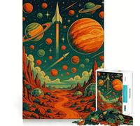 Puzzle rétro Paysage Spatial avec planètes, 1000 pièces, pour Adultes améliore la mémoire, Divertissement paisible, Bords Nets, pour Les fêtes (50x75cm)