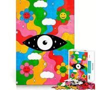 Puzzle rétro psychédélique de 1000 pièces pour Adolescents Stimule la mémoire, apaisement, évasion, Motif à Assembler, Surprise chaleureuse (50x75cm)