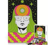 Puzzle rétro psychédélique de 1000 pièces pour Adultes, Motif Portrait, découpe Lisse, idéal pour se ressourcer Cadeau Classique (38x26cm)