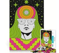 Puzzle rétro psychédélique de 1000 pièces pour Adultes, Motif Portrait, découpe Lisse, idéal pour se ressourcer Cadeau Classique (38x26cm)