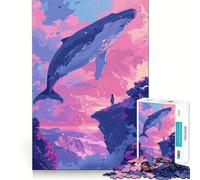 Puzzle rétro Rose lofi Baleine pour Adultes,1000 pièces,Jeu de réflexion Stimulant,Structure à emboîtement précise,Facile à Apprendre,pour Le Plaisir de Toute la Famille (38x26cm)