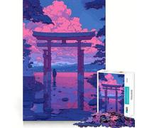 Puzzle rétro Rose Lofi Torii Gate pour Adultes, 1000 pièces, pour améliorer la mémoire, Les Loisirs, Bords précis, pour Les fêtes 50x75cm