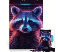 Puzzle rétro Rose néon Violet Raton Laveur pour Adolescents, 1000 pièces, défi Mental, Jeu Relaxant et Amusant, découpe précise, Cadeau Festif (50x75cm)