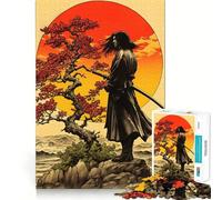 Puzzle rétro samouraï au Coucher du Soleil pour Adultes, 1000 pièces, Jeu de réflexion, Loisir Calme, à Assembler, Cadeau de Noël (38x26cm)