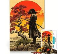Puzzle rétro samouraï Coucher de Soleil 1000 pièces pour Adolescents, Jouet de réflexion et de détente, pour Les fêtes (38x52cm)