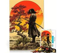 Puzzle rétro samouraï Coucher de Soleil 1000 pièces pour Adolescents, Jouet Mental Anti-Stress, découpe Premium, Cadeau Exquis (50x75cm)